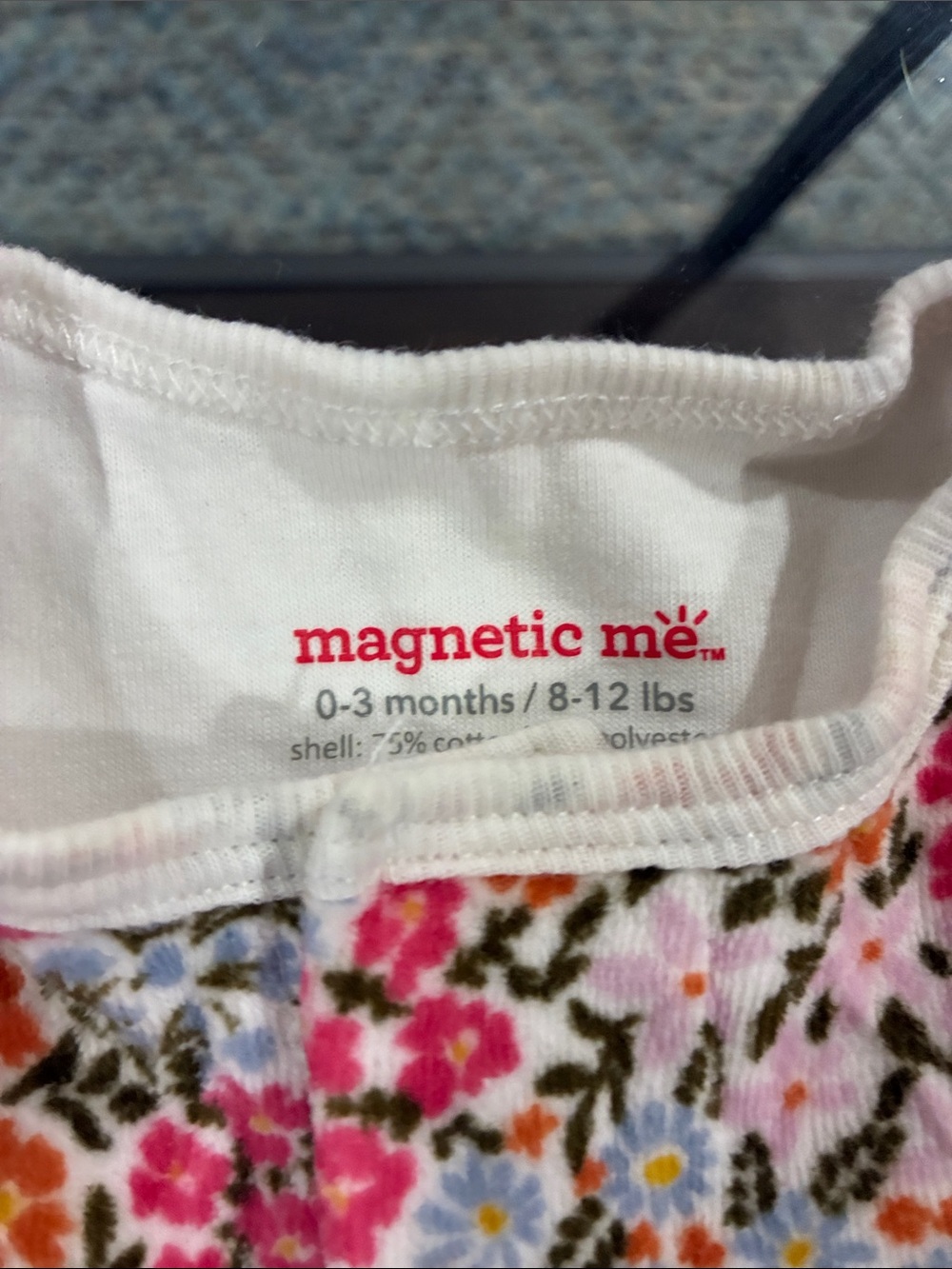 Magnetic Me Floral Knit Baby Romper in Pink, Orange, Blue & Green - Picture 2 of 3